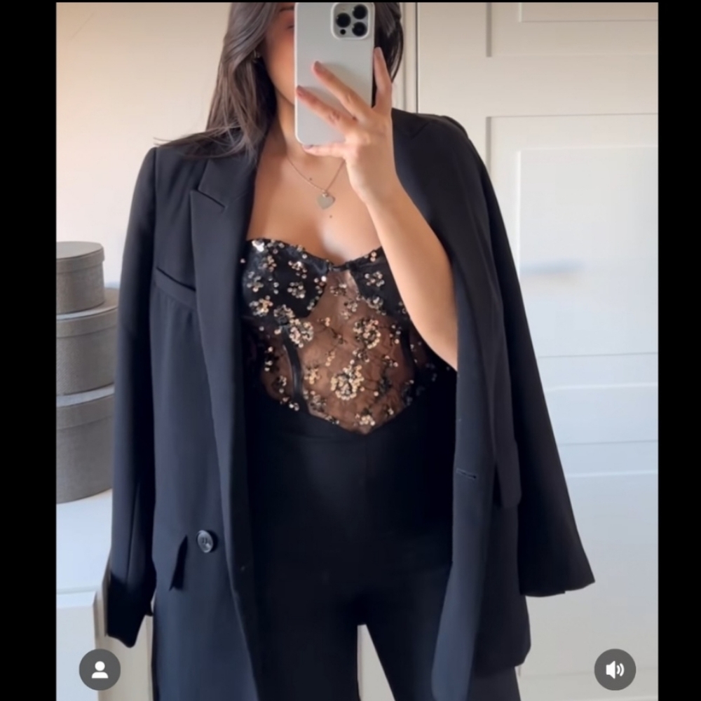 Zara Black Jumpsuit with Sequin Bustier - Picture 11 of 14